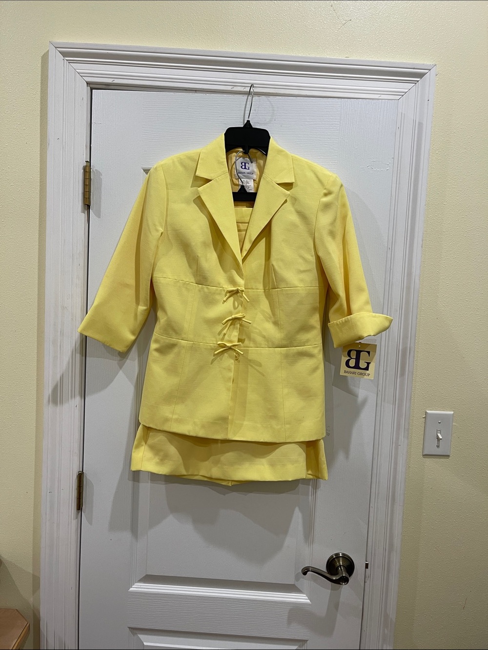 Bright Yellow Women's Jacket and skirt suit Bahari Group size 8